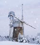 Windmill in Snow Norfolk Broads Winter Norfolk Christmas Greeting Card A5