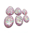 6 Pink Glitter Pendants, Handmade with Resin