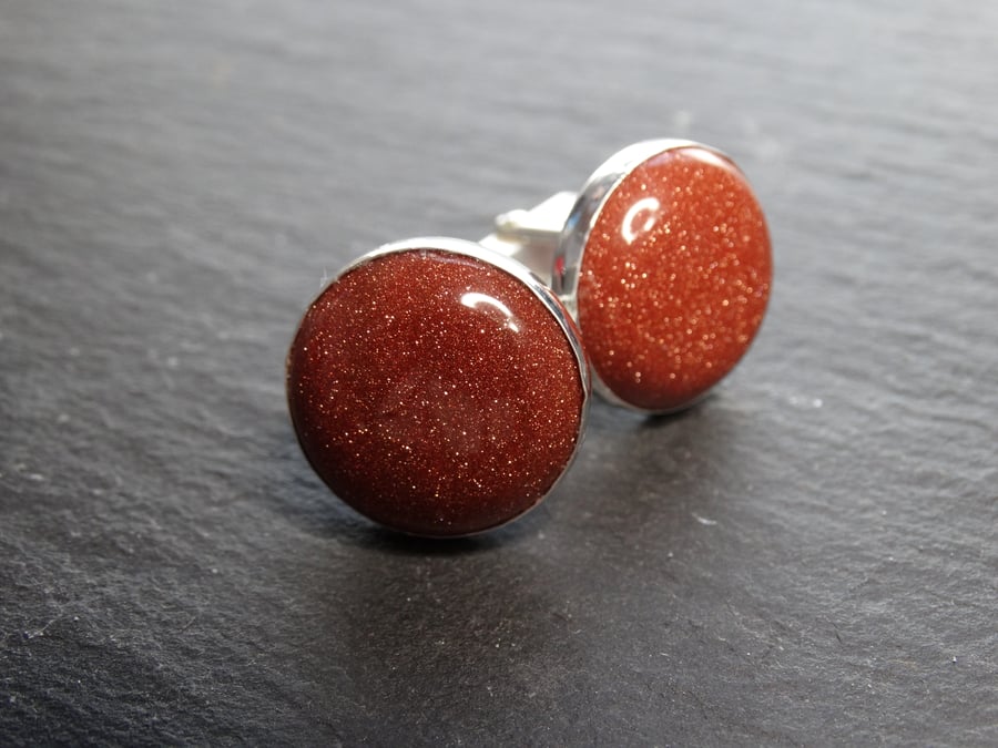 sterling silver and sunstone cufflinks 20mm