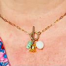 Woodland Gold flower, Baroque pearl & aventurine gemstone necklace - WG.C.N.01