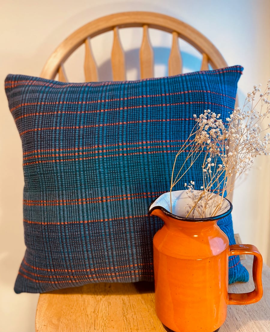 Autumn 4:Hand woven 100% wool cushion, designed and made by Yvonne skelton