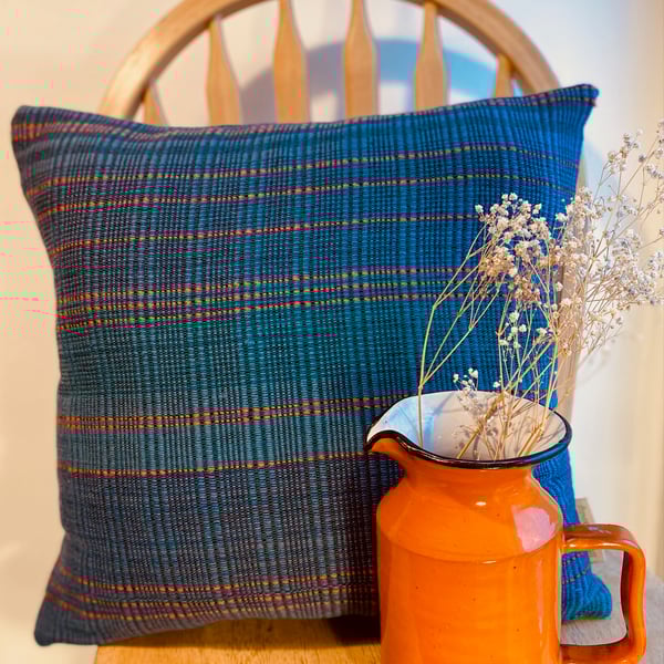 Autumn 4:Hand woven 100% wool cushion, designed and made by Yvonne skelton