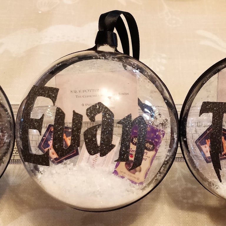 Personalised wizarding festive bauble decoration