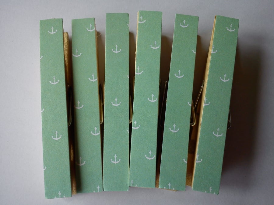 Mint Anchor magnetic pegs fridge magnets memo peg
