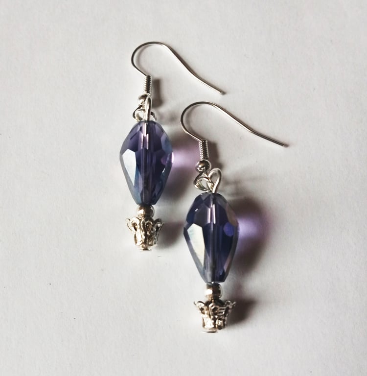 Purple Crystal Hot Air Balloon Dangle Earrings