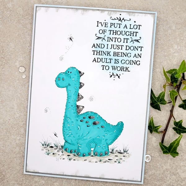 Dinosaur Card - all occasions, blank inside, fun card, birthday, father's day