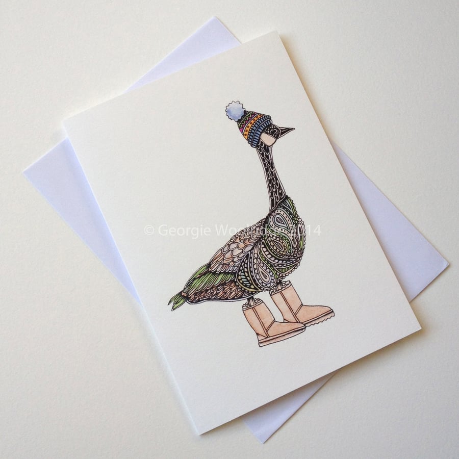 'Goose in Boots' Giclee printed greetings card