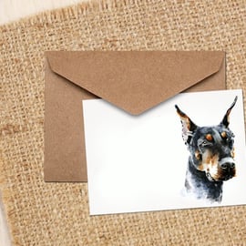 Doberman Pensive GreetingNote Card.Doberman card,Doberman note card, Doberman gr