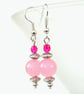 Pink gemstone and crystal earrings - Image 1