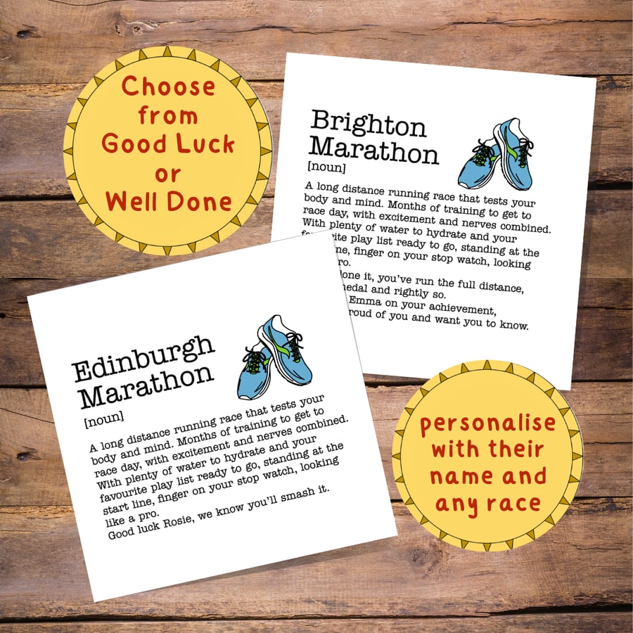 Marathon Definition Card - card for runner, good luck, well done, any run