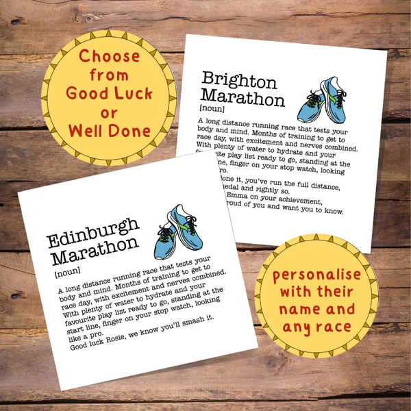 Marathon Definition Card - card for runner, good luck, well done, any run
