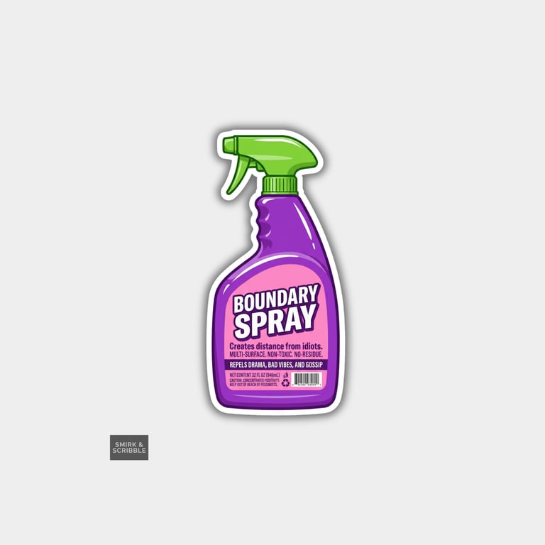 Funny Snarky Spray Bottle Sticker For Adults - Boundary