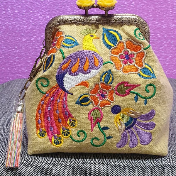 Suzani bird square 2 design purse.