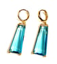 Long Aquamarine Crystal Earrings, Gold Blue Dangles