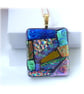 Dichroic Glass S005 Supersize Patchwork Pendant with Gold plated chain - Image 3