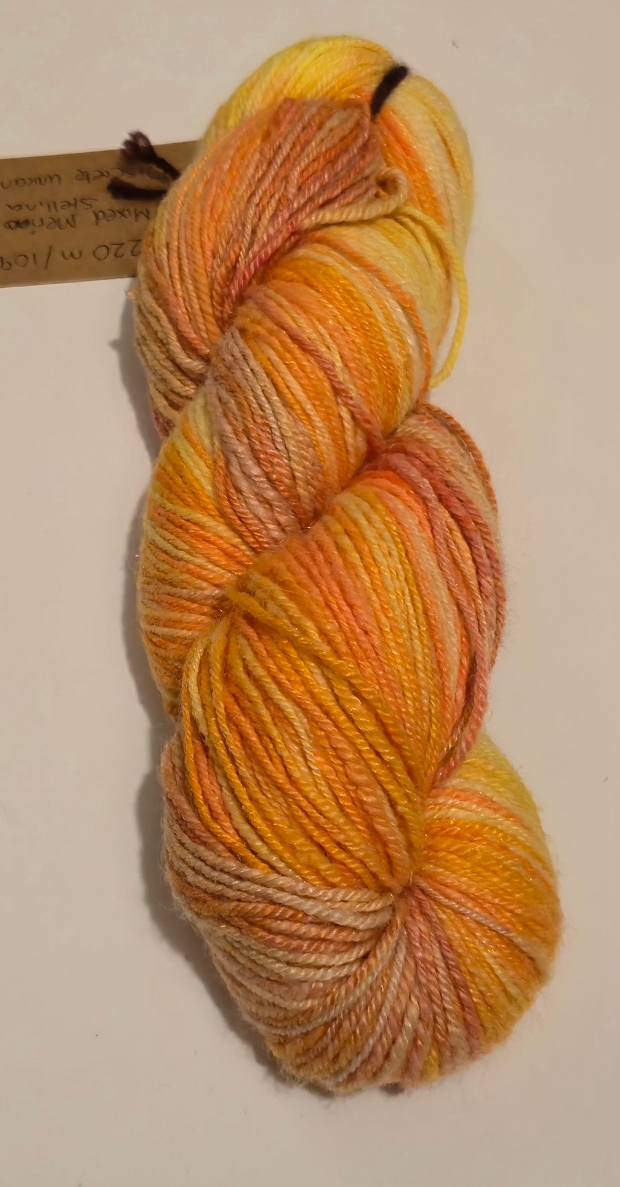 Handspun yarn - Orange, yellow - Merino, stellina, silk blend