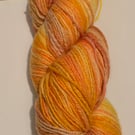 Handspun yarn - Orange, yellow - Merino, stellina, silk blend