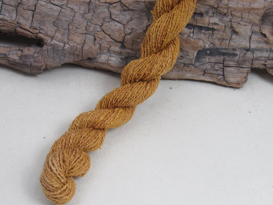 40m Natural Onion Dye Golden Brown Bourette Noil Silk 2-Ply Thread