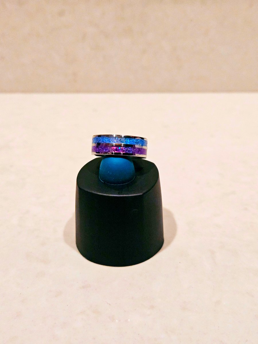 Ocean Blue & Deep Purple Inlay Ring