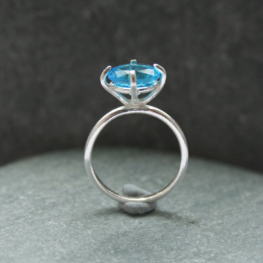 Sterling silver and blue statement ring