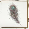 Single feather greeting card 