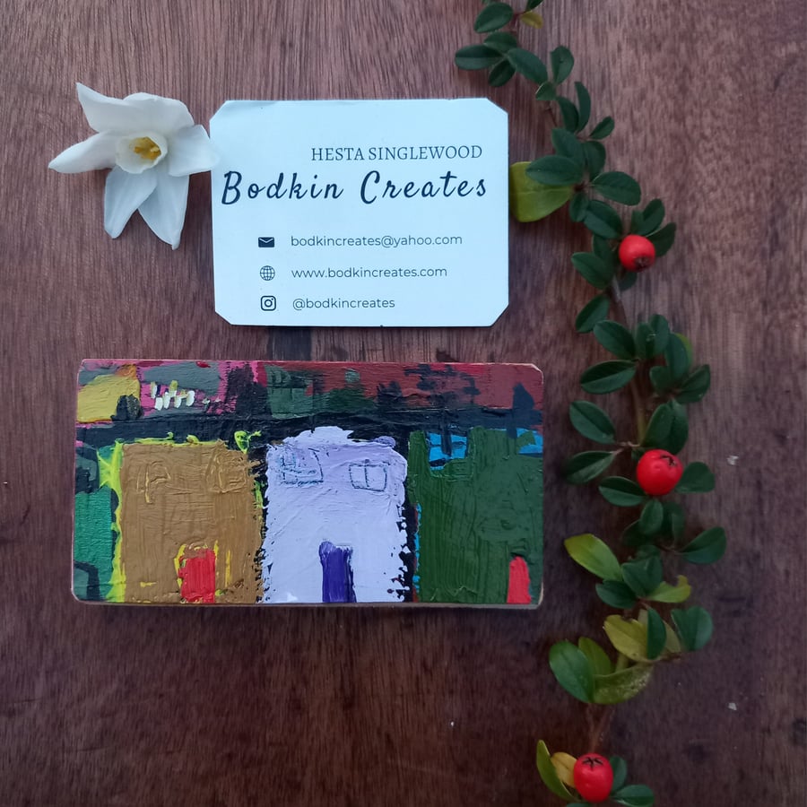 Miniature oil painting. 'Cottages'