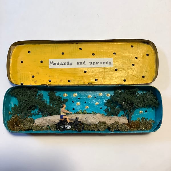 Mixed media tin. Vintage. Don’t give up. Art. Quirky, feel good. Uplifting. Gift