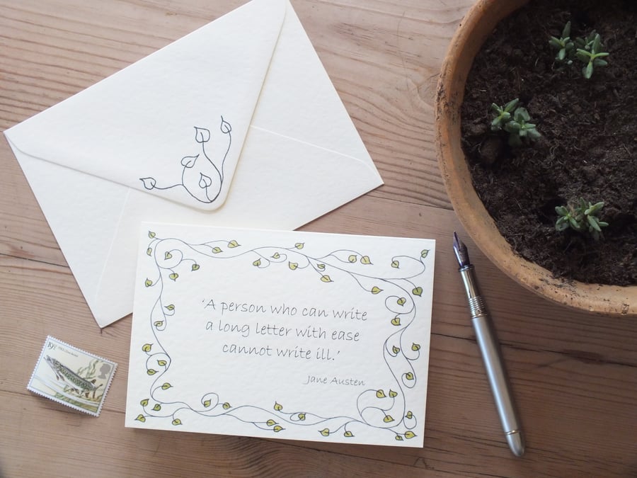 Jane Austen Quote Leaves Blank Card