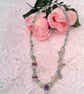 Fluorite Gemstone Chip Bead and Green Crystal Necklace, Gift for Her, Gemstones - Image 6