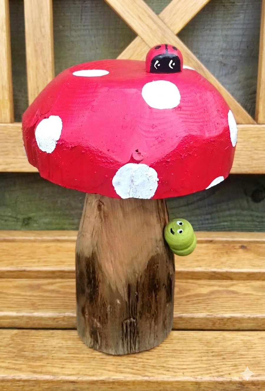 Red Toadstool with Caterpillar