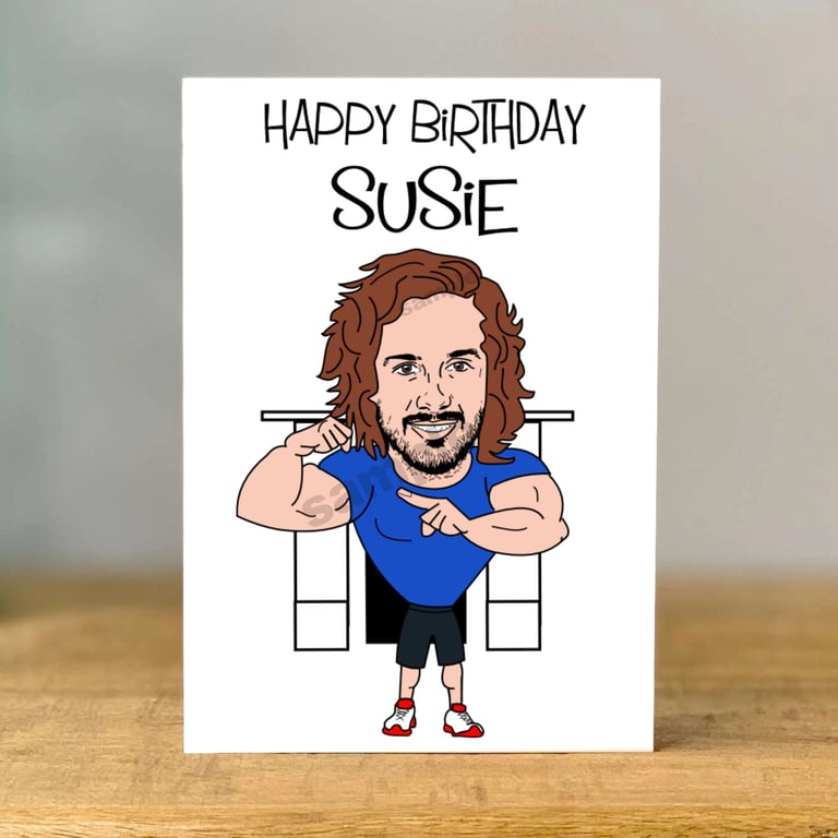 Personalised Birthday Card, Joe Wicks, dad, mum, sister, brother, son, daughter,