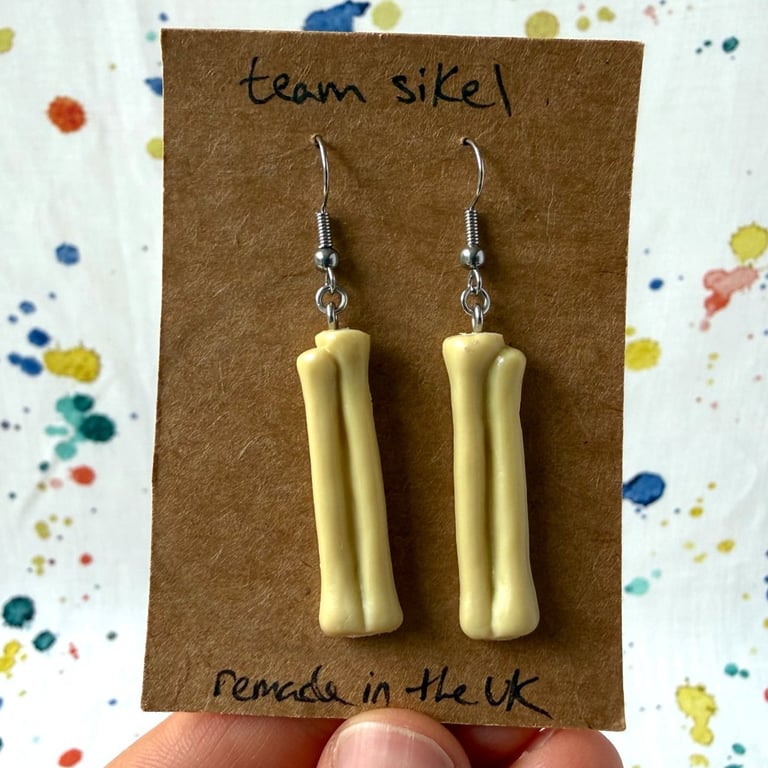 Plastic Radius and Ulna Human Skeleton Toy Earrings - Old Stock - Super Seconds