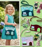 Reserved for Sue Teal and Turquoise Mouse or Bunny Cottage Over the Shoulder Bag - Image 3