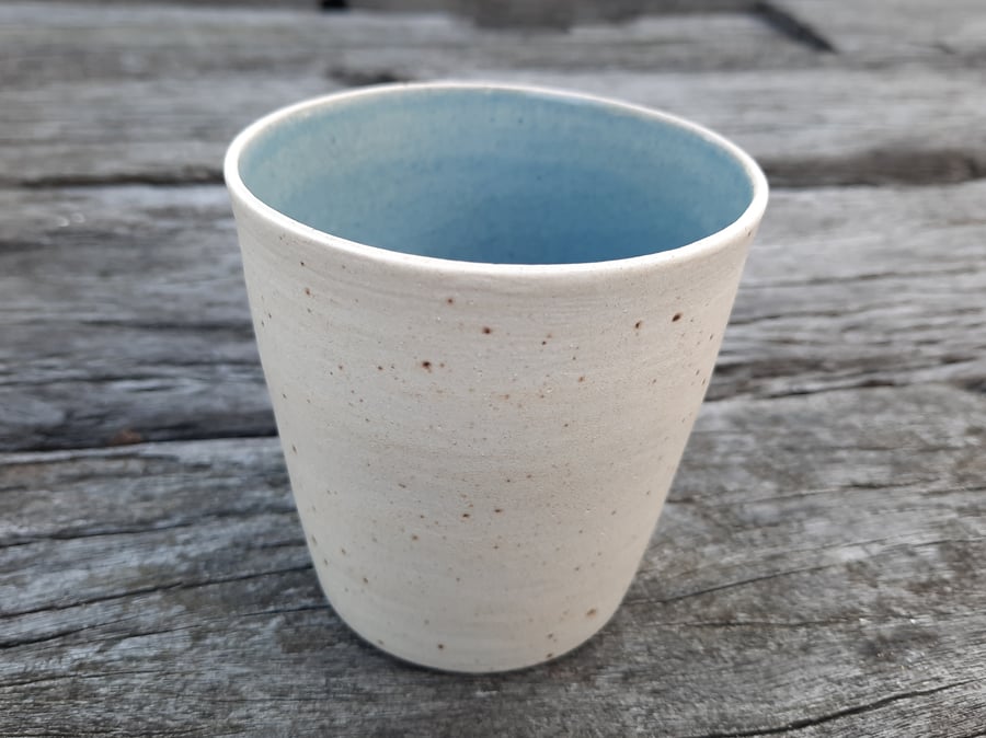  12oz Blue and cream hand thrown ceramic mug