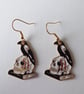 Enamelled Crow Skull and Book Earrings with KC Gold Ear Wires