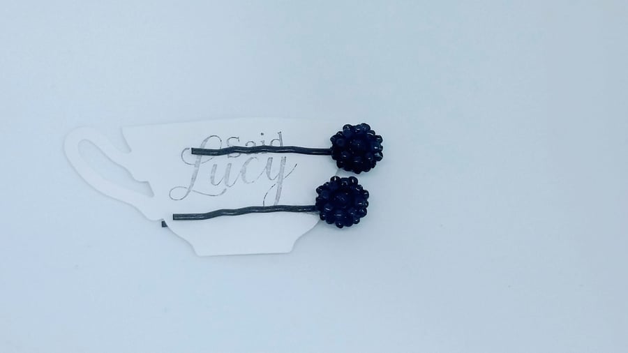 Black flower hair clips bobby pins Gothic