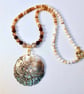Mother Of Pearl Pendant On Agate And Shell Necklace - Handmade In Devon - Image 6