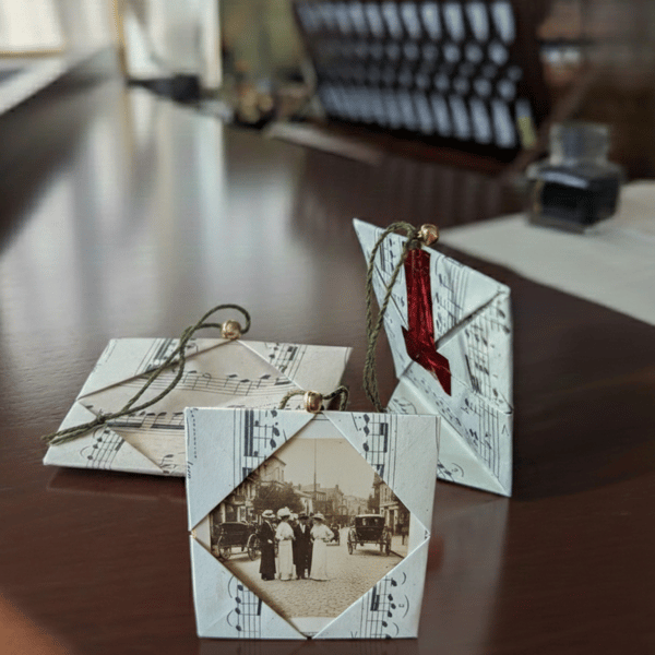  Little Photo Frame Ornament - Handcrafted with Vintage Sheet Music Origami