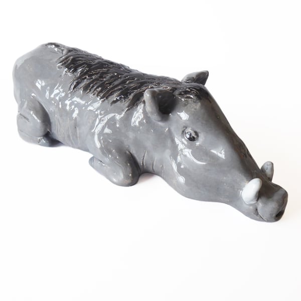 Warthog Ceramic Ornament - Handmade