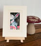 Mounted Original Hare Rabbit under the Moon with Mushrooms Watercolour  - Image 4