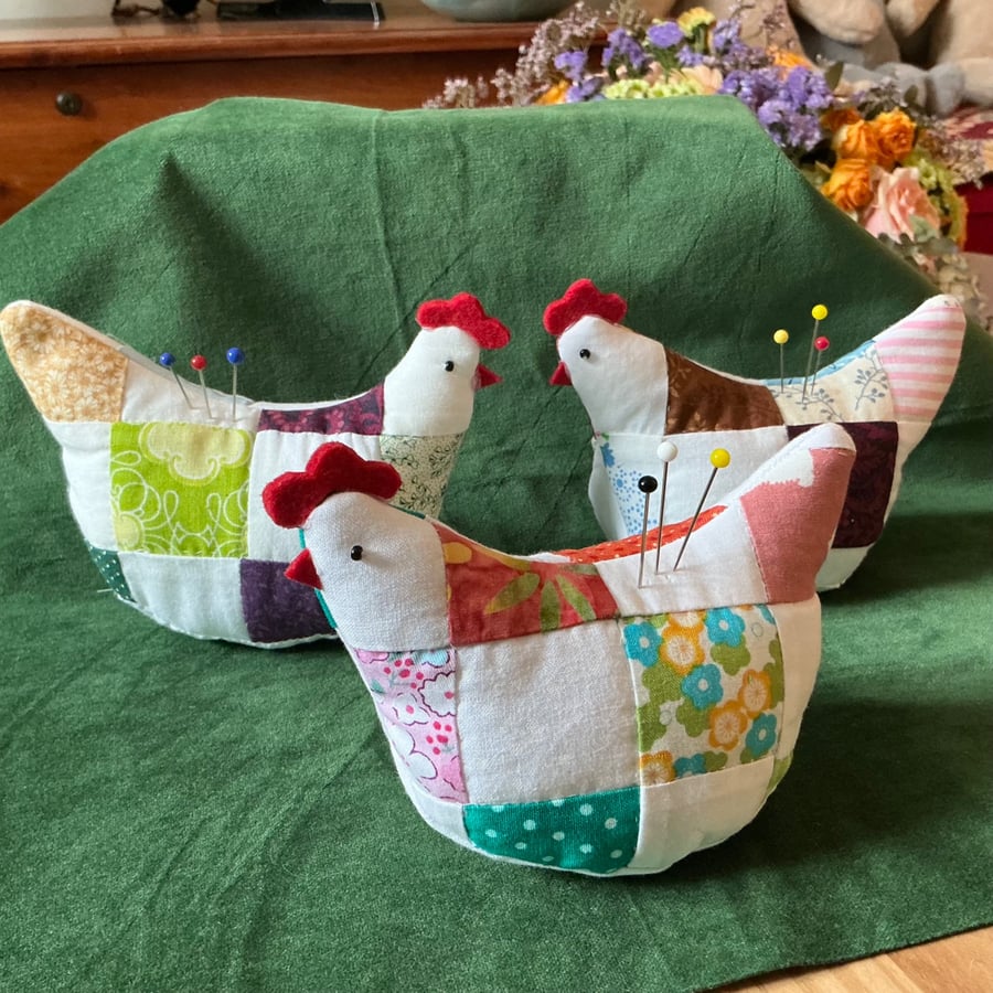 Handmade Patchwork Chicken Pincushion