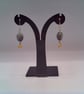 Earrings with a Grey Puffed Oval Agate Bead and A Yellow Crystal, Gift for Her - Image 4