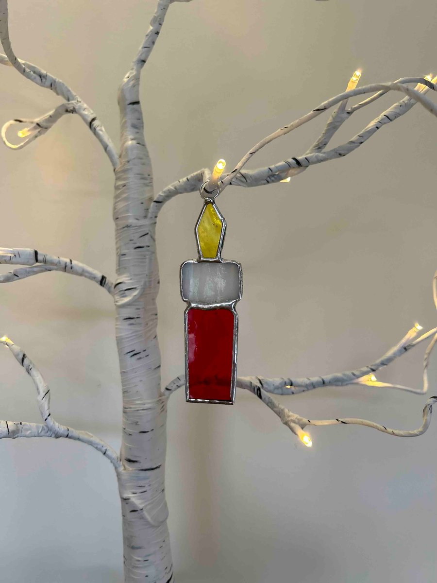 Christmas Candles decorations in Tiffany style stained glass