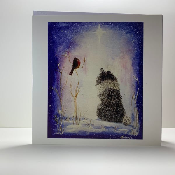 Original Shetland Sheepdog Christmas Card (Blue Merle)