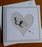 Blank Butterfly Card - Heart Aperture - Grey Polka Dot