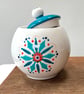 Hand Painted Mandala Ceramic Sugar Bowl, Retro Modern Pottery - Image 5