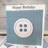 Happy Birthday card, air dry clay large button design attached, gift idea