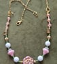 Pink Rose 20 inch Necklace  – Natural Gemstone & Czech Glass Beads