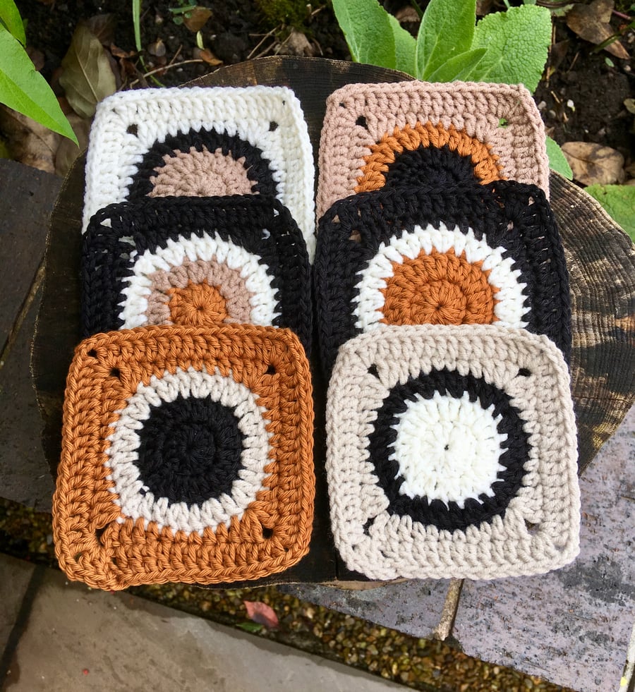 Contemporary Crochet Coasters, Set of Six