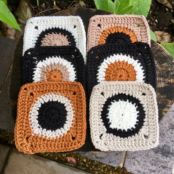 Contemporary Crochet Coasters, Set of Six